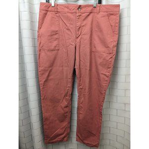 Eddie Bauer Women's Flat Front Chino Pants Size 18 Coral Pink